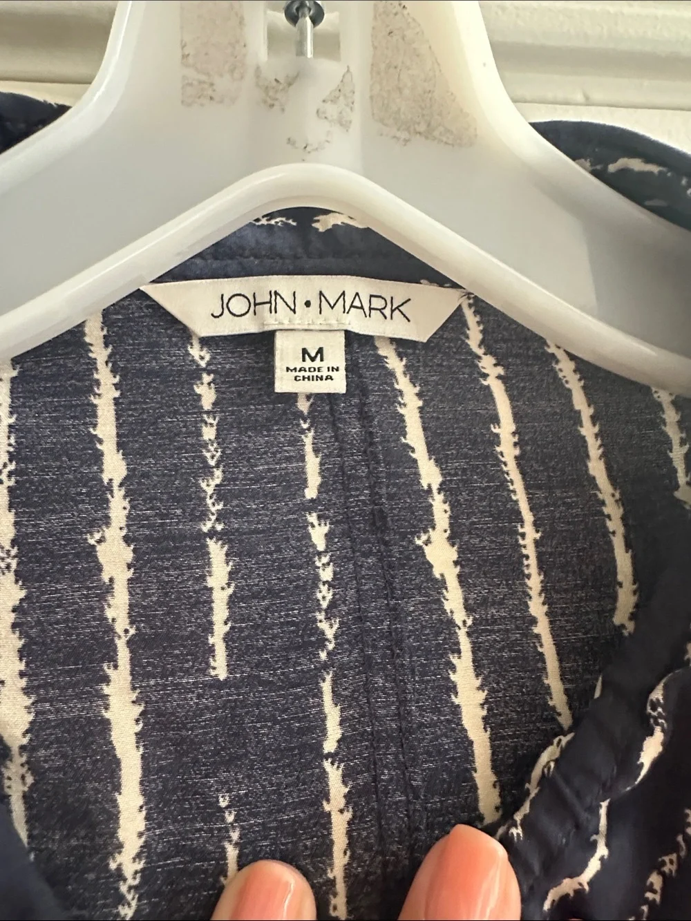 John Mark Navy White Striped Tunic NWT Women’s M Boho Chic Eclectic Casual Luxe